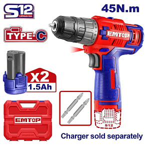 Aku vrtací šroubovák 12V 45Nm 2x1.5Ah