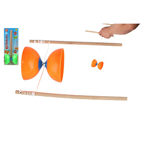 Diabolo velké sada plast/dřevo 35x12cm 2 barvy na kartě