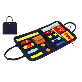 Edukační penál filc zapínání a otevírání zipů a knoflíků v sáčku 24x27x4cm Edukační penál filc zapínání a otevírání zipů a knoflíků v sáčku 24x27x4cm