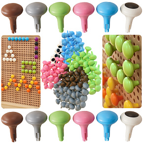 MASTERKIDZ Barevné Kolíčky Jumbo pro STEM Tabuli 128 Ks - 6 Barev