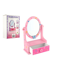 Zrcadlo šperkovnice zásuvka dřevo 16,2x24,2x8,5cm 3 barvy v krabici