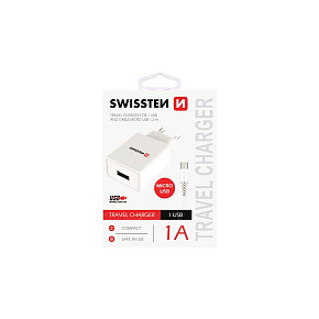 SMART IC síťový adaptér 1x USB 1A POWER + datový kabel USB - microUSB 1.2m bílá