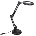 Stolní LED lampa s lupou, otočné rameno, 2 způsoby upevnění