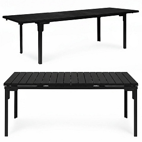 Rozkládací zahradní stůl 180-240 cm pro 12 osob, ocel HDPE černý MultiGarden