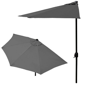 Garden umbrella, half-wall umbrella for terrace, 2.7 m, gray, MultiGarden