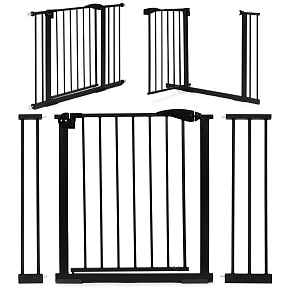 Safety gate barrier, 74-105 cm, for stairs and doors, steel, additional panels, black, ECOTOYS