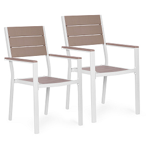 Set of 2 Garden Chairs for Terrace or Balcony, Steel & HDPE White MultiGarden Set of 2 Garden Chairs for Terrace or Balcony, Steel & HDPE White MultiGarden