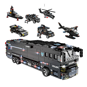 Lebula stavebnice sada mega 1014 dílků auto policie vozidlo 6v1 Lebula stavebnice sada mega 1014 dílků auto policie vozidlo 6v1