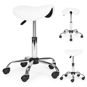 Swivel Saddle Stool Cosmetic Medical Adjustable Chair White ModernHome