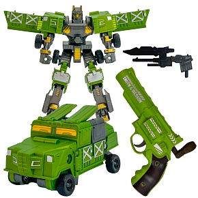 WOOPIE Sada 3v1 Transformující se Robot Bojové Vozidlo a Vystřelovač na Šipky Zelený