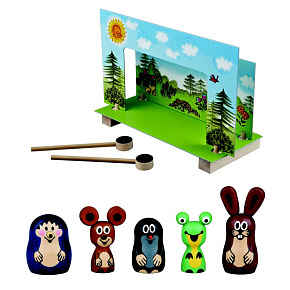 Divadlo Krtek magnetické dřevěné s figurkami v krabici 33x23x3,5cm