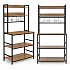 Kuchyňský regál s policemi stojan 84 cm 6 úrovní háčky loft světlý dub ModernHome
