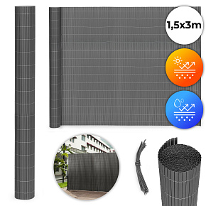 Double-Sided Bamboo Mat 150x300 cm for Balcony, Terrace, Fence Anthracite MultiGarden Double-Sided Bamboo Mat 150x300 cm for Balcony, Terrace, Fence Anthracite MultiGarden
