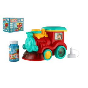 Bublifuk lokomotiva + náplň plast 18cm na baterie se zvukem se světlem v krabičce 19x14x11,5cm