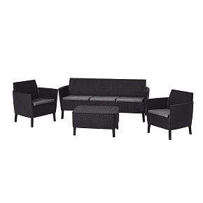 Salemo set s 3-místnou pohovkou grafit / světle šedé podušky Salemo set s 3-místnou pohovkou grafit / světle šedé podušky
