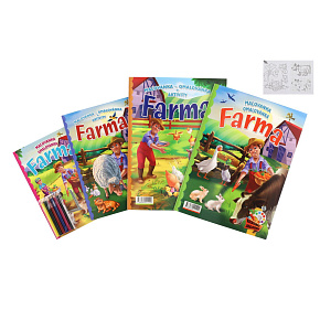Omalovánky+aktivity/Maľovanky+aktivity Na farmě/Na farme 4ks + pastelky CZ+SK verze v sáčku 21x29cm Omalovánky+aktivity/Maľovanky+aktivity Na farmě/Na farme 4ks + pastelky CZ+SK verze v sáčku 21x29cm