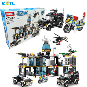 Lebula stavebnice sada mega 1261 dílků policie auto stanice + vozidla Lebula stavebnice sada mega 1261 dílků policie auto stanice + vozidla