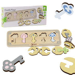 Skládanka/vkládačka klíče dřevo 11ks v krabičce 29x12x4cm 18m+