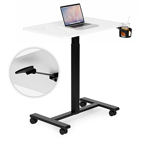 Mobilní stůl 70x48 cm stolek pod notebook nastavení výšky 71,5–112 cm bílá deska ModernHome Mobilní stůl 70x48 cm stolek pod notebook nastavení výšky 71,5–112 cm bílá deska ModernHome