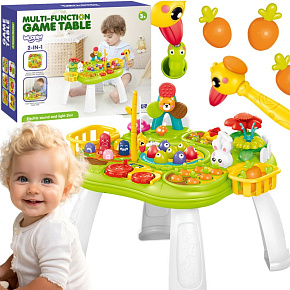 WOOPIE BABY Edukační Interaktivní Stolek 2v1 Hra Chytání Rybiček Kladívko Třídič Zvuk Světlo