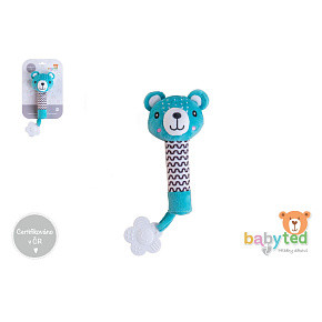 Medvídek babyted pískátko/kousátko medvěd plyš 25cm  na kartě v sáčku 0m+
