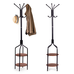 Standing-coat-rack-with-shelves-8-hooks-180-cm-black-metal-ModernHome