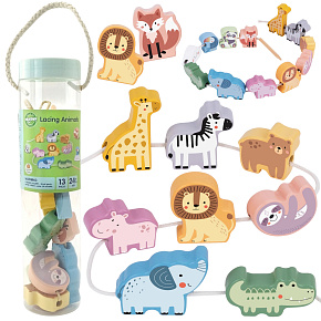 WOOPIE GREEN Dřevěná Navlékací Kostky Provlékačka ZOO Montessori 13 ks. WOOPIE GREEN Dřevěná Navlékací Kostky Provlékačka ZOO Montessori 13 ks.