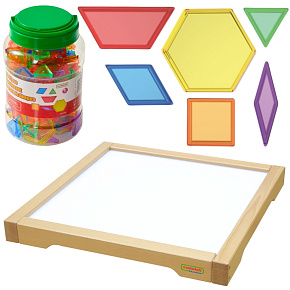 MASTERKIDZ Panel Bedna LED Senzorická + Kostky Montessori Mozaika 140 ks.