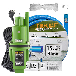 Vibrační čerpadlo Procraft VN-18 sada s hadicí 15m 3/4"