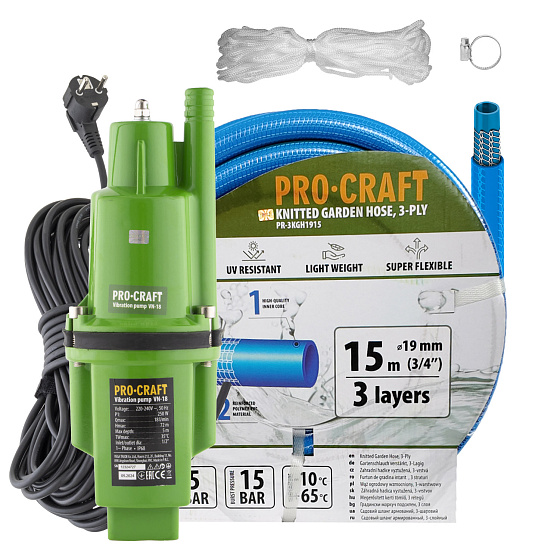 Vibrační čerpadlo Procraft VN-18 sada s hadicí 15m 3/4"