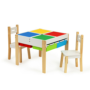 Wooden children's furniture set: table + 2 chairs ECOTOYS