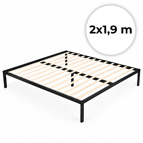 Kovová postel 190x200 cm s roštem, minimalistický černý rám ModernHome Kovová postel 190x200 cm s roštem, minimalistický černý rám ModernHome