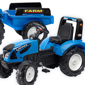 FALK Traktor Landini Modrý na Pedály s Přívěsem od 3-7 let FALK Traktor Landini Modrý na Pedály s Přívěsem od 3-7 let