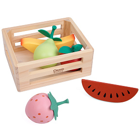 CLASSIC WORLD Sada Dřevěného Ovoce v Košíku 6 ks.