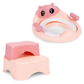 Toilet Training Seat with Steps and Platform for Children Pink ECOTOYS