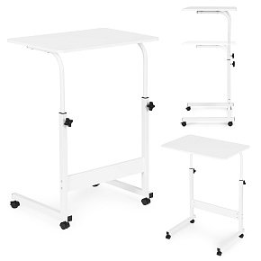 Mobilní stolek pod laptop, přistavovací stolek k židli nebo pohovce, bílý ModernHome Mobilní stolek pod laptop, přistavovací stolek k židli nebo pohovce, bílý ModernHome