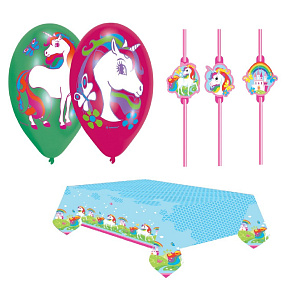 Zestaw urodzinowy 3w1 motyw jednoroŻec dla dziewczynki