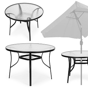 Round garden table 80 cm, for terrace, garden, balcony, tempered glass, umbrella hole, MultiGarden Round garden table 80 cm, for terrace, garden, balcony, tempered glass, umbrella hole, MultiGarden