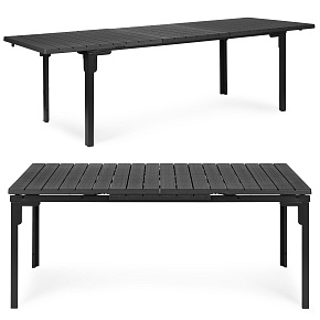 Rozkládací zahradní stůl 180-240 cm pro 12 osob, ocel HDPE šedý MultiGarden