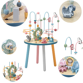 VIGA PolarB Dřevěný Edukační Manipulační Stolek Provlékačka Montessori