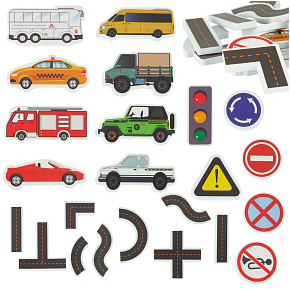 Hračka do vany vodní pro děti pěnové samolepky autíčka ulice puzzle 23 ks.