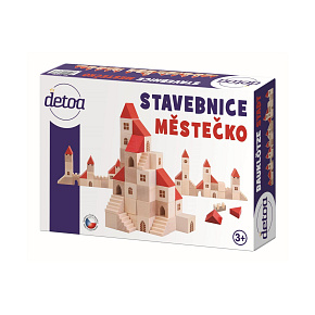 Stavebnice kostky 2,5cm dřevo městečko 100 dílků v krabici 29x19x6cm