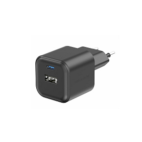 Mini adaptér GaN 230V 20W POWER DELIVERY 1xUSB-C + 1xUSB QC 18W Černá Mini adaptér GaN 230V 20W POWER DELIVERY 1xUSB-C + 1xUSB QC 18W Černá