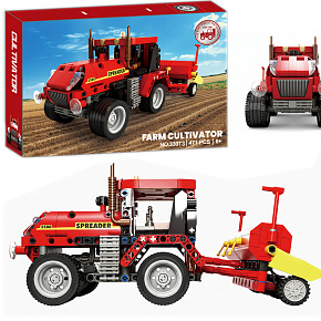 Lebula stavebnice sada 471 ks prvků červený zemědělský traktor