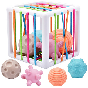 WOOPIE BABY Elastická Senzorická Kostka Třídič pro Děti Bláznivé Tvary 5 ks.