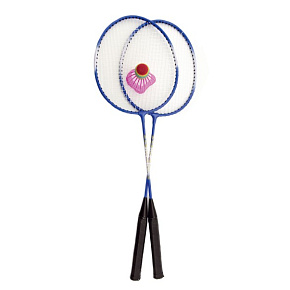 Badminton kov 2 pálky a 1 míček 3 barvy v síťce Badminton kov 2 pálky a 1 míček 3 barvy v síťce