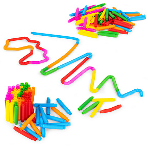 Colorful Sensory Pop Tubes for Children Anti-Stress Connecting Pipes 60 Pieces