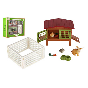 Králíkárna s výběhem plast s doplňky v krabici 23x19x8cm Králíkárna s výběhem plast s doplňky v krabici 23x19x8cm