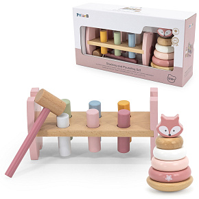 VIGA PolarB Dřevěná Sada Pyramida + Prohazovačka s Kladívkem Liška Montessori VIGA PolarB Dřevěná Sada Pyramida + Prohazovačka s Kladívkem Liška Montessori