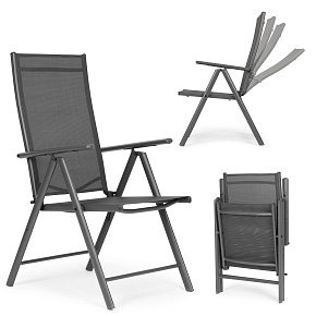 Set of 2 foldable steel garden chairs with adjustable backrest MultiGarden - gray Set of 2 foldable steel garden chairs with adjustable backrest MultiGarden - gray